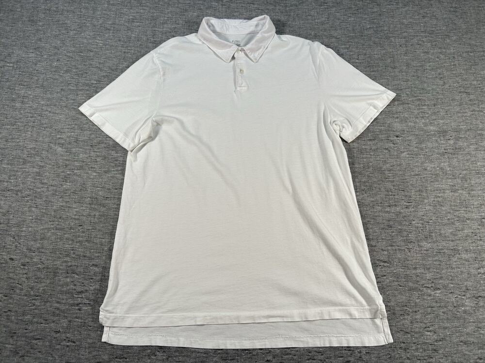 Flint Tinder Polo Shirt Mens Large White Short Sleeve Cotton Casual USA Made
